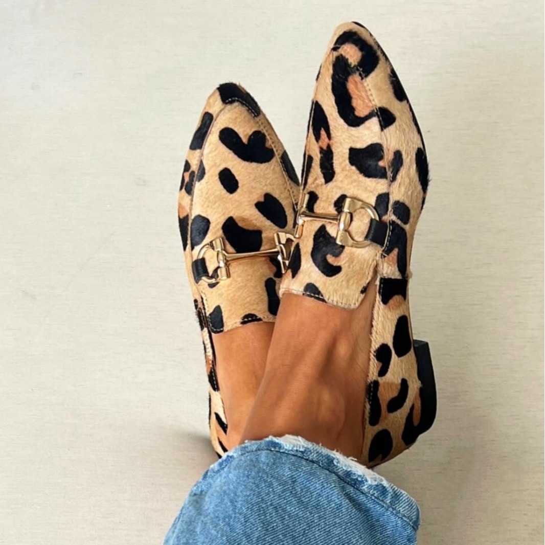 Square Toe Mule - Scarpe da Donna con Stampa Leopardata