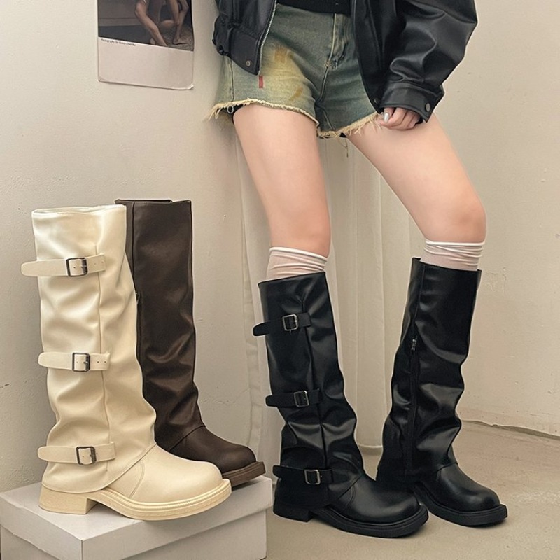 Suede Ankle Boot - Stivali da Cavallerizza con Fibbia Plissettata