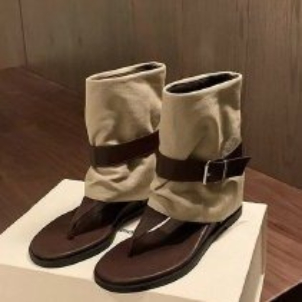 Women Shoes Boots - Sandali vintage color block con anello